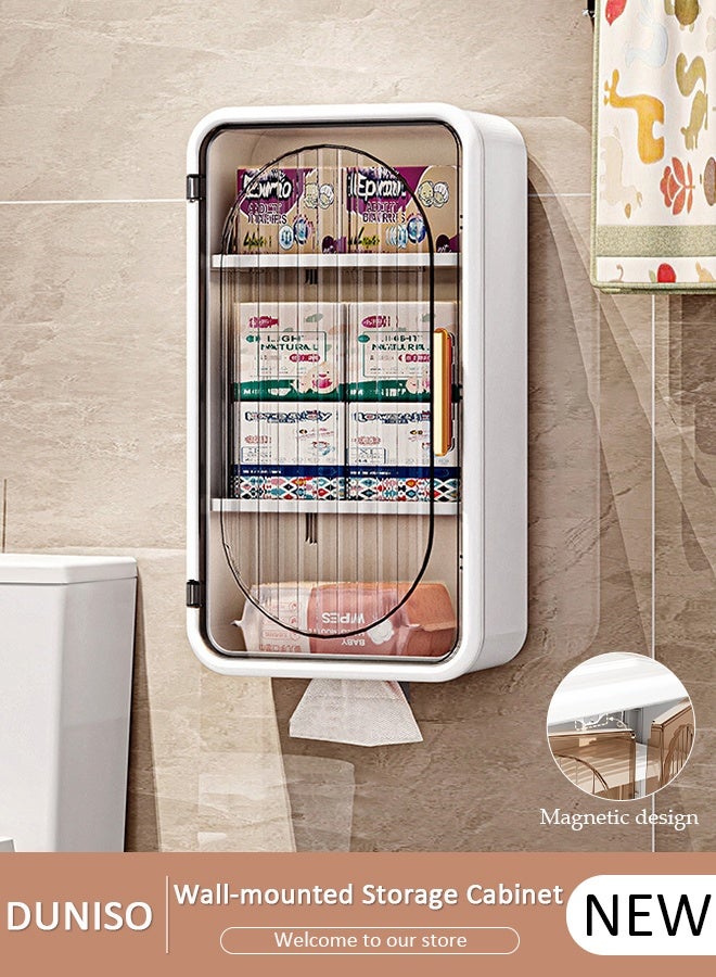 DUNISO 3 Tier Bathroom storage Cabinet,Bathroom shelf wall Mounted Storage Cabinet with Clear Doors for Bedroom,Bathroom, Living Room,Kitchen storage Organizer -Single Door - Image 1